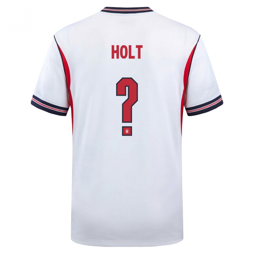 גברים אנגליה Charlie Holt #0 לבן כהה אדום ג'רזי ביתית 26-28 חולצה קצרה