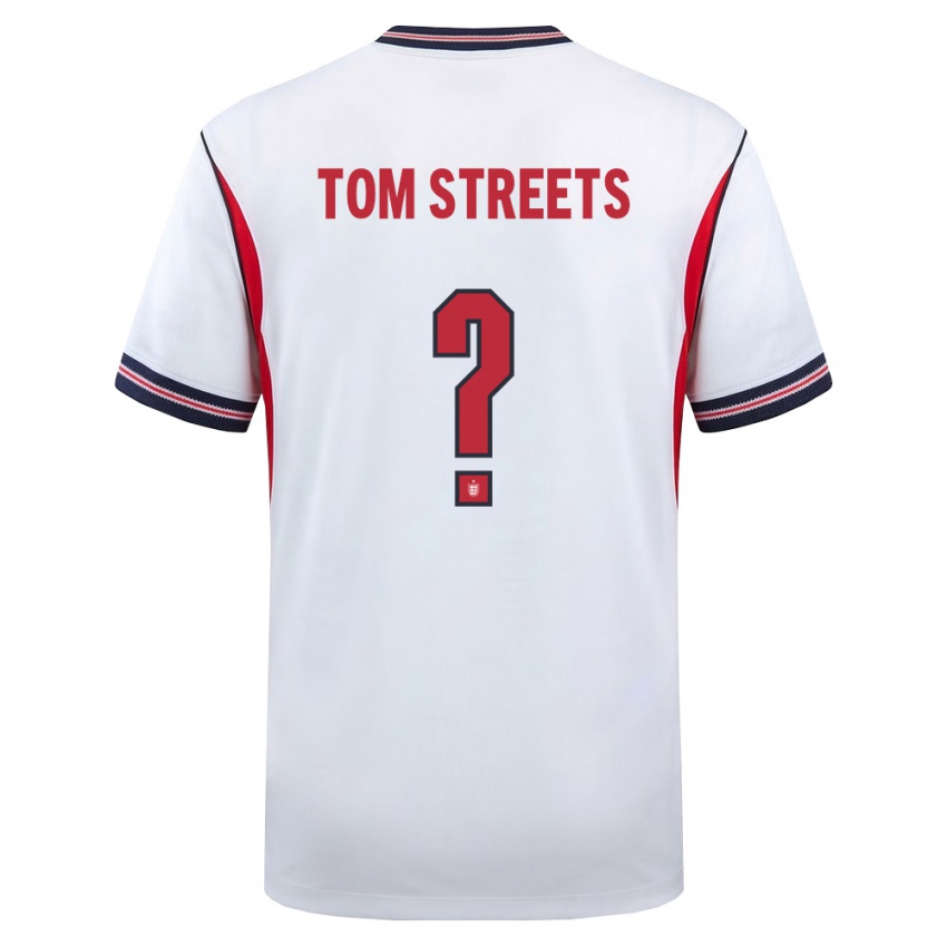 גברים אנגליה Tom Streets #0 לבן כהה אדום ג'רזי ביתית 26-28 חולצה קצרה
