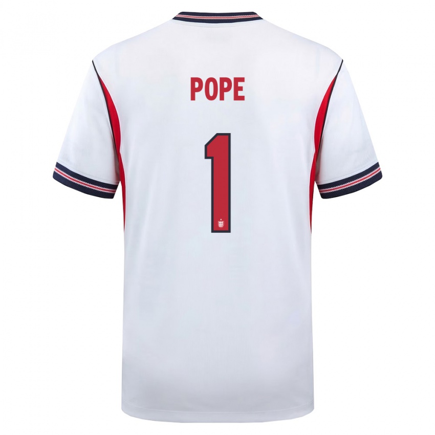 גברים אנגליה ניק פופ #1 לבן כהה אדום ג'רזי ביתית 26-28 חולצה קצרה