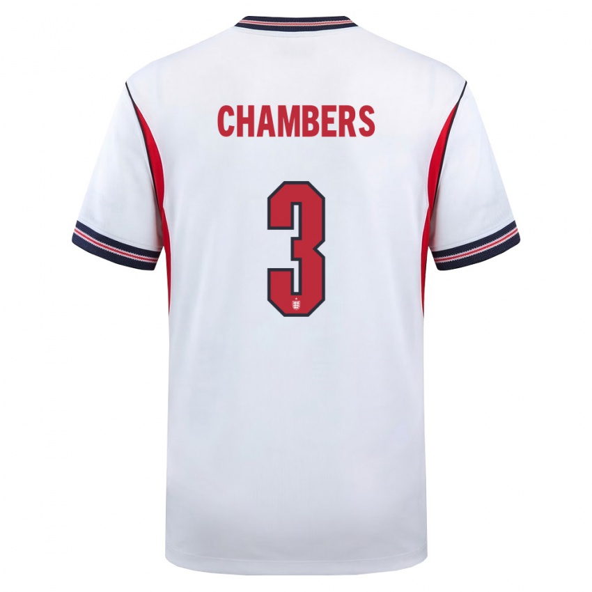 גברים אנגליה לוק צ׳יימברס #3 לבן כהה אדום ג'רזי ביתית 26-28 חולצה קצרה