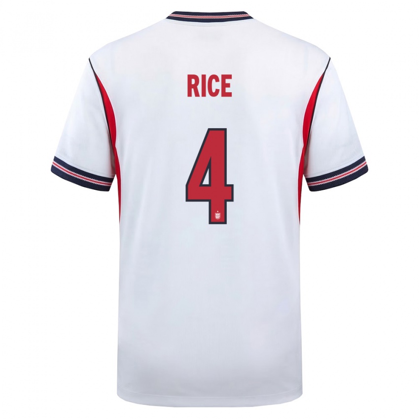 גברים אנגליה דקלן רייס #4 לבן כהה אדום ג'רזי ביתית 26-28 חולצה קצרה