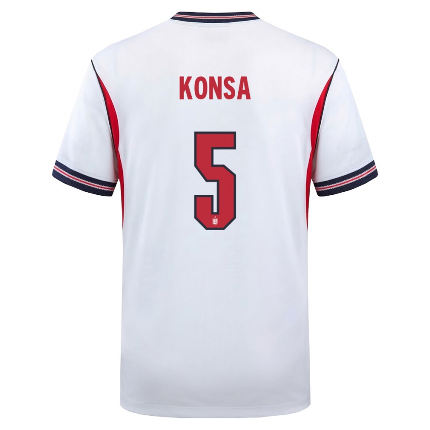 גברים אנגליה עזרי קונסה #5 לבן כהה אדום ג'רזי ביתית 26-28 חולצה קצרה