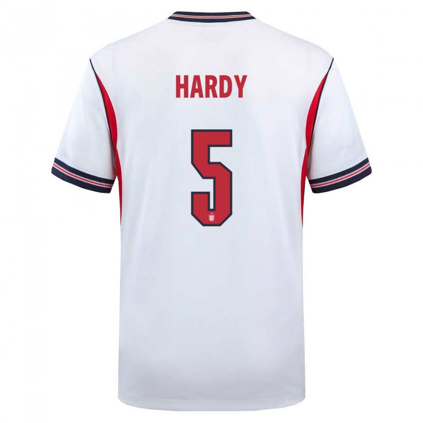 גברים אנגליה Malachi Hardy #5 לבן כהה אדום ג'רזי ביתית 26-28 חולצה קצרה