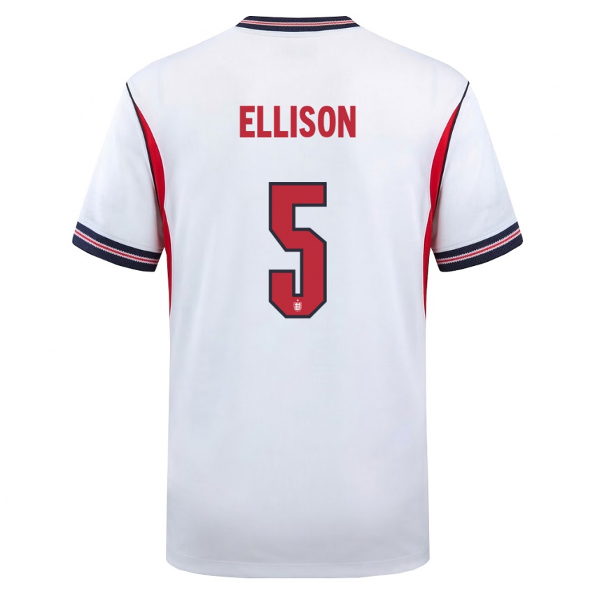 גברים אנגליה דן אליסון #5 לבן כהה אדום ג'רזי ביתית 26-28 חולצה קצרה