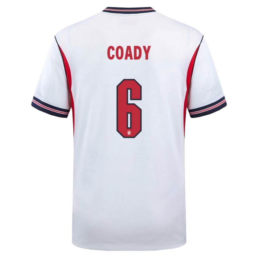 גברים אנגליה קונור קודי #6 לבן כהה אדום ג'רזי ביתית 26-28 חולצה קצרה