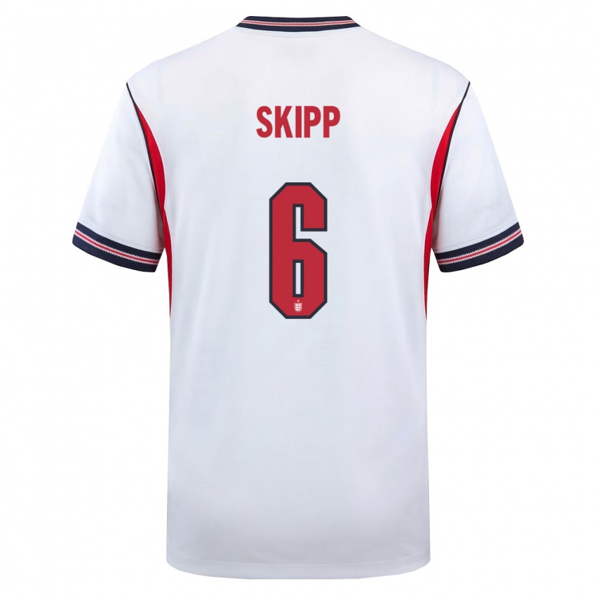 גברים אנגליה אוליבר סקיפ #6 לבן כהה אדום ג'רזי ביתית 26-28 חולצה קצרה