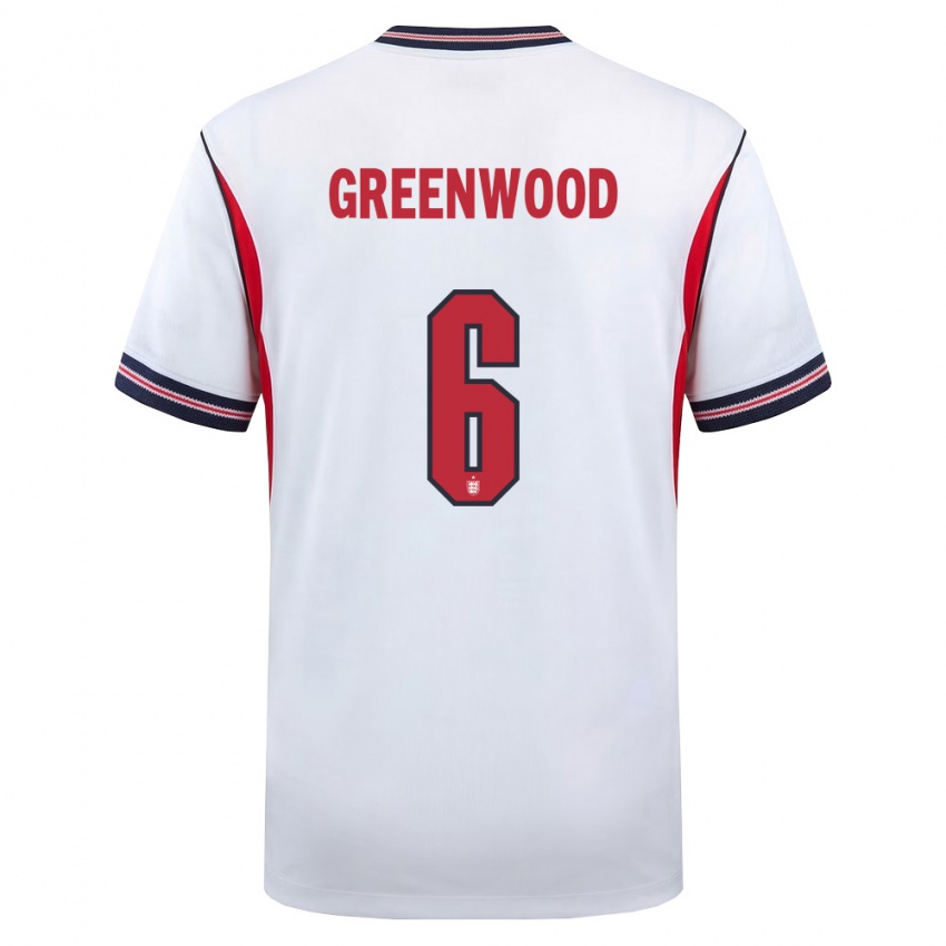 גברים אנגליה אלכס גרינווד #6 לבן כהה אדום ג'רזי ביתית 26-28 חולצה קצרה