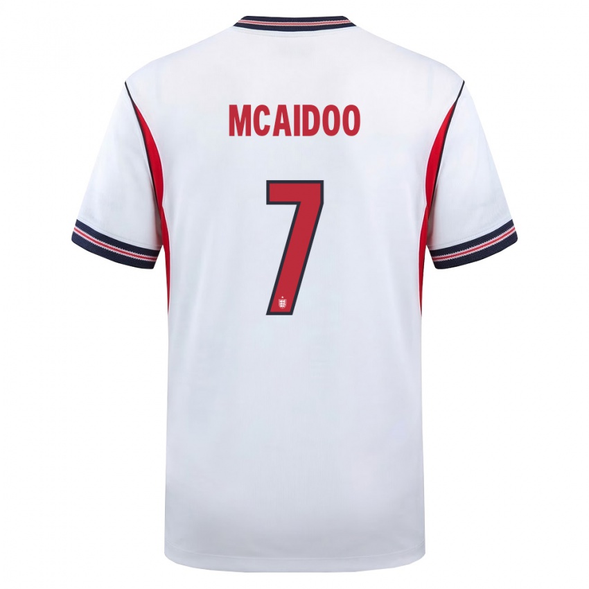 גברים אנגליה Ryan Mcaidoo #7 לבן כהה אדום ג'רזי ביתית 26-28 חולצה קצרה