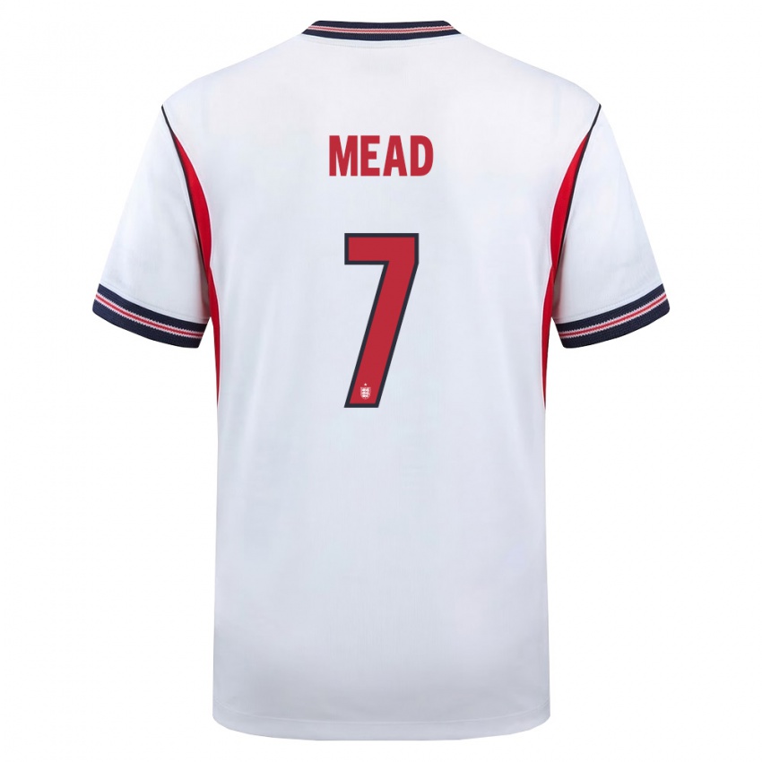 גברים אנגליה בת' מיד #7 לבן כהה אדום ג'רזי ביתית 26-28 חולצה קצרה