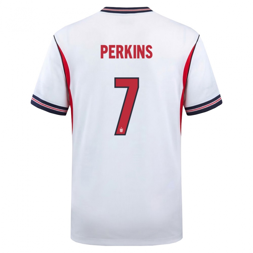 גברים אנגליה סאני פרקינס #7 לבן כהה אדום ג'רזי ביתית 26-28 חולצה קצרה