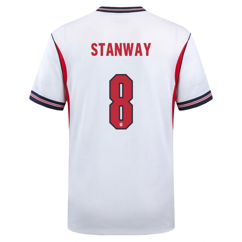 גברים אנגליה ג'ורג'יה סטאנוויי #8 לבן כהה אדום ג'רזי ביתית 26-28 חולצה קצרה