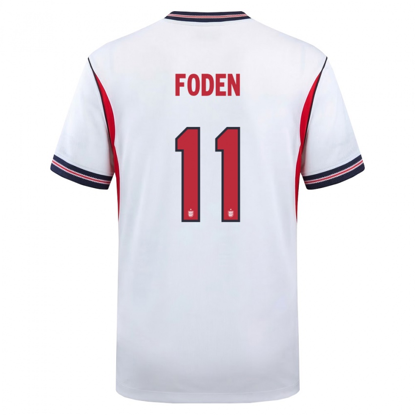 גברים אנגליה פיל פודן #11 לבן כהה אדום ג'רזי ביתית 26-28 חולצה קצרה