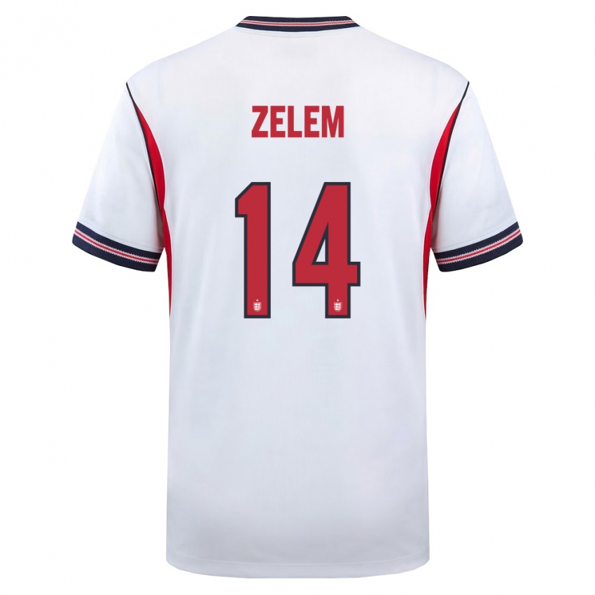 גברים אנגליה קייטי זלם #14 לבן כהה אדום ג'רזי ביתית 26-28 חולצה קצרה