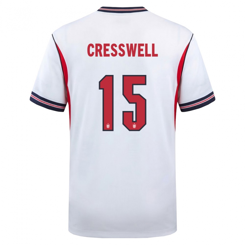 גברים אנגליה צ'ארלי קרסוול #15 לבן כהה אדום ג'רזי ביתית 26-28 חולצה קצרה