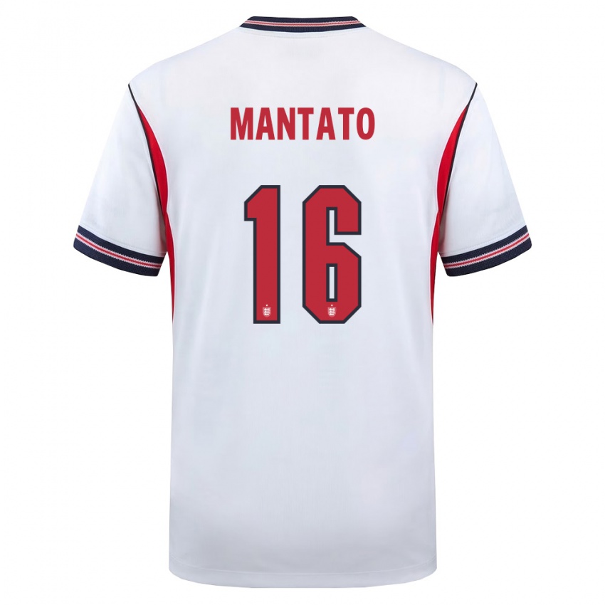 גברים אנגליה Bendito Mantato #16 לבן כהה אדום ג'רזי ביתית 26-28 חולצה קצרה