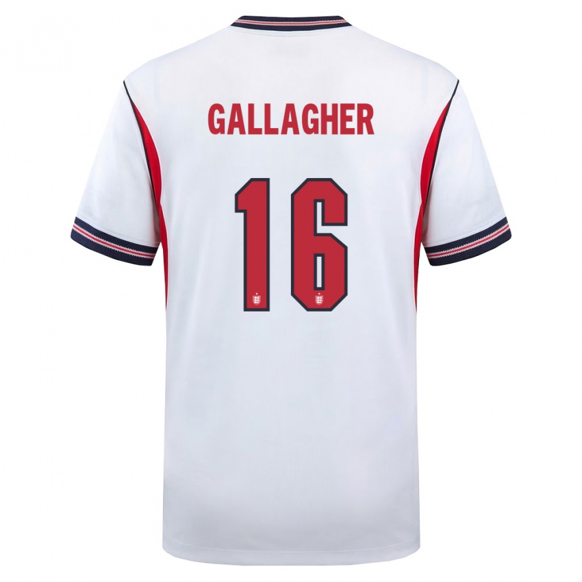 גברים אנגליה קונור גלאגר #16 לבן כהה אדום ג'רזי ביתית 26-28 חולצה קצרה