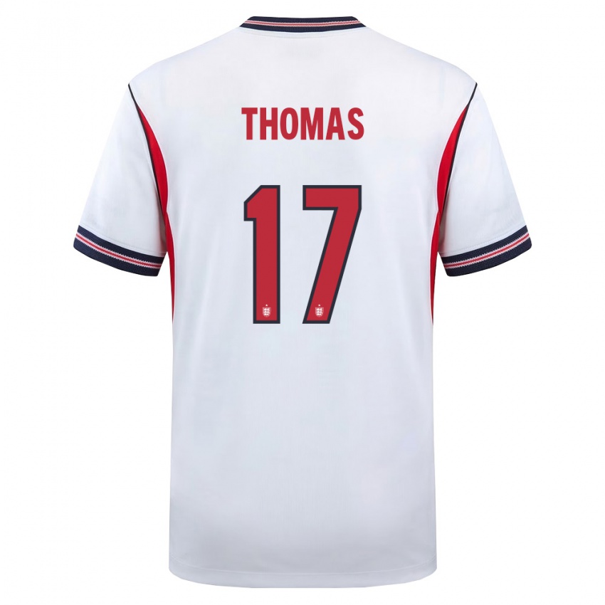 גברים אנגליה לוק תומאס #17 לבן כהה אדום ג'רזי ביתית 26-28 חולצה קצרה
