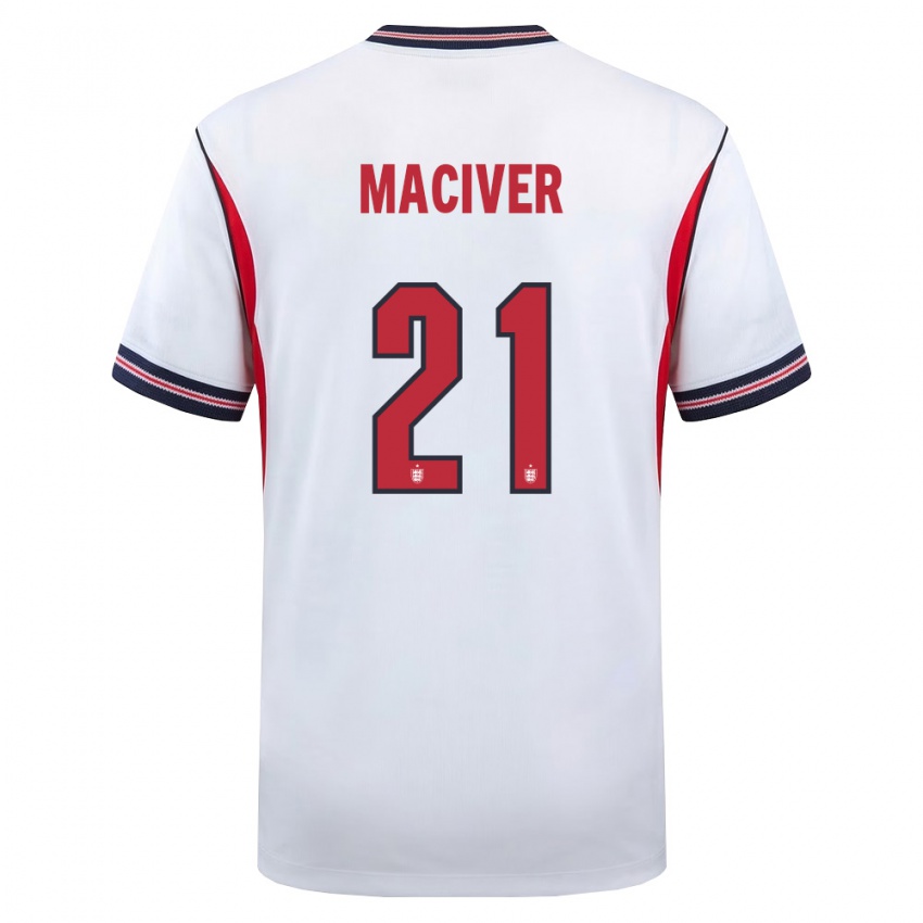 גברים אנגליה סנדי מקייבר #21 לבן כהה אדום ג'רזי ביתית 26-28 חולצה קצרה