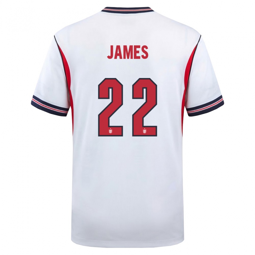 גברים אנגליה לורן ג'יימס #22 לבן כהה אדום ג'רזי ביתית 26-28 חולצה קצרה
