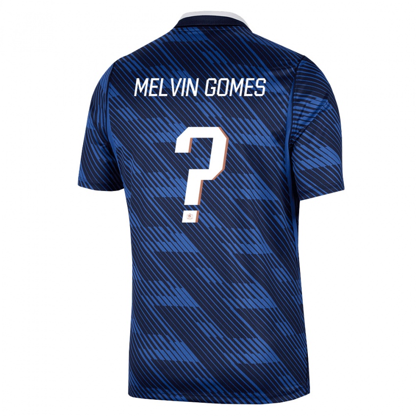 גברים צרפת Melvin Gomes #0 כהה כחול לבן ג'רזי ביתית 26-28 חולצה קצרה