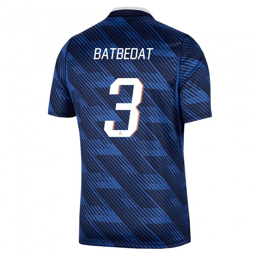 גברים צרפת Lucas Batbedat #3 כהה כחול לבן ג'רזי ביתית 26-28 חולצה קצרה