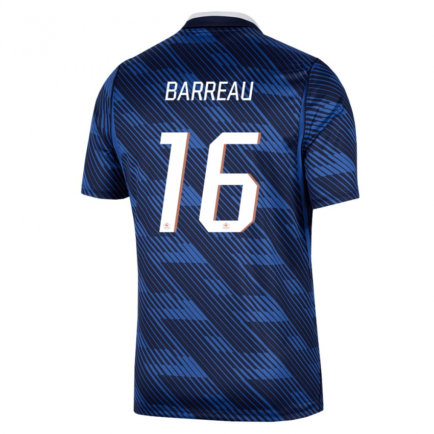 גברים צרפת Axel Barreau #16 כהה כחול לבן ג'רזי ביתית 26-28 חולצה קצרה