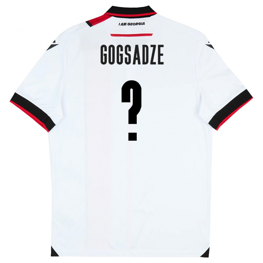 גברים גאורגיה Giorgi Gogsadze #0 לבן שחור אדום ג'רזי ביתית 26-28 חולצה קצרה