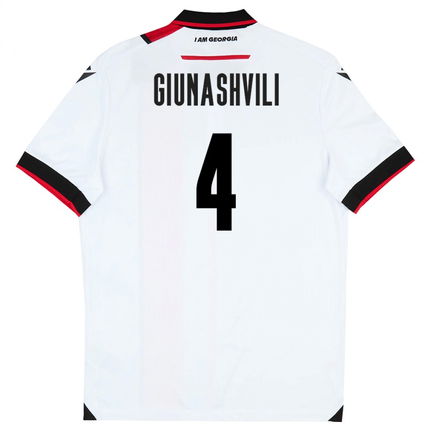 גברים גאורגיה Akaki Giunashvili #4 לבן שחור אדום ג'רזי ביתית 26-28 חולצה קצרה
