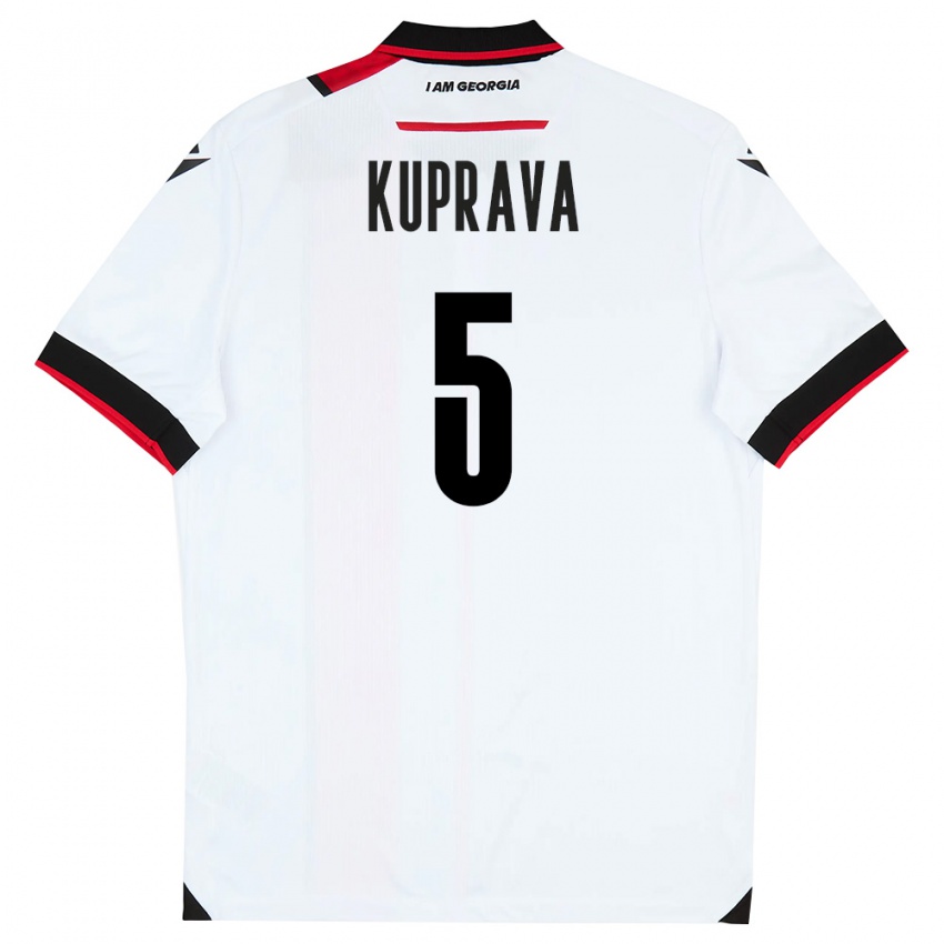 גברים גאורגיה Luka Kuprava #5 לבן שחור אדום ג'רזי ביתית 26-28 חולצה קצרה