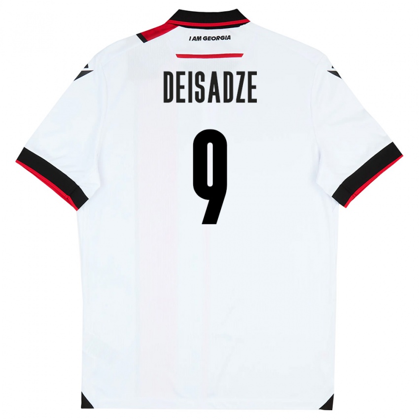 גברים גאורגיה Diego Deisadze #9 לבן שחור אדום ג'רזי ביתית 26-28 חולצה קצרה