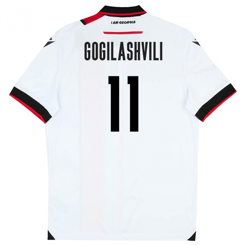 גברים גאורגיה Davit Gogilashvili #11 לבן שחור אדום ג'רזי ביתית 26-28 חולצה קצרה