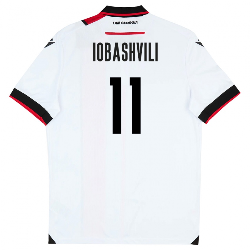 גברים גאורגיה Jaduli Iobashvili #11 לבן שחור אדום ג'רזי ביתית 26-28 חולצה קצרה