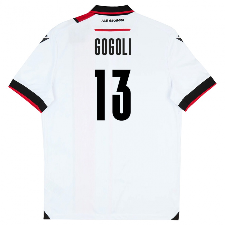 גברים גאורגיה Dachi Gogoli #13 לבן שחור אדום ג'רזי ביתית 26-28 חולצה קצרה