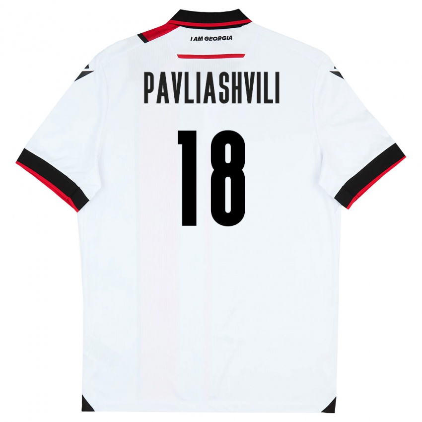 גברים גאורגיה Ana Pavliashvili #18 לבן שחור אדום ג'רזי ביתית 26-28 חולצה קצרה