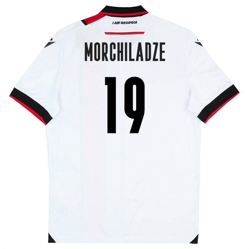 גברים גאורגיה Tornike Morchiladze #19 לבן שחור אדום ג'רזי ביתית 26-28 חולצה קצרה