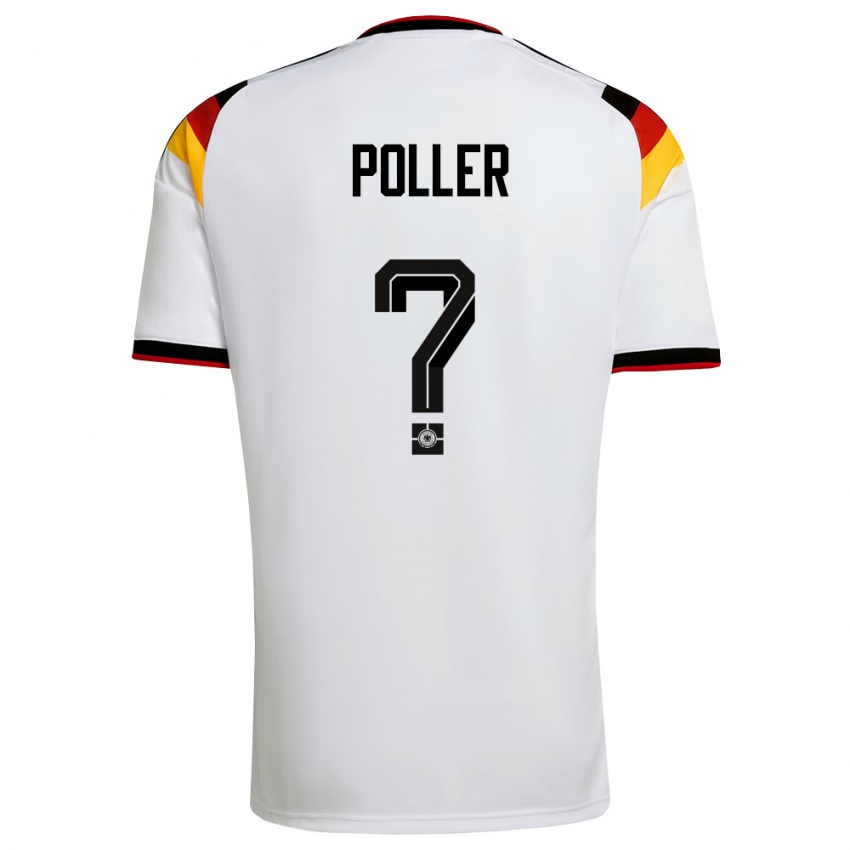 גברים גרמניה טיאגו פולר #0 לבן שחור אדום ג'רזי ביתית 26-28 חולצה קצרה