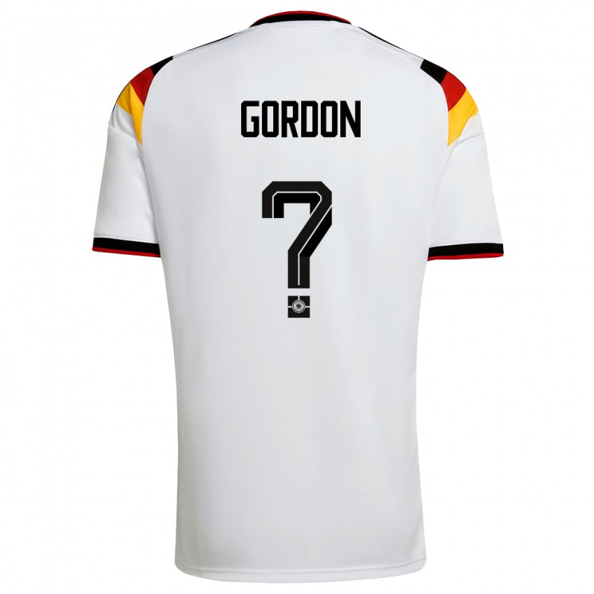 גברים גרמניה Max Gordon #0 לבן שחור אדום ג'רזי ביתית 26-28 חולצה קצרה