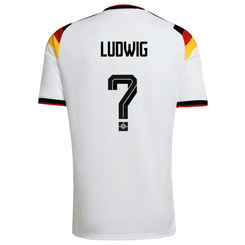 גברים גרמניה Linus Ludwig #0 לבן שחור אדום ג'רזי ביתית 26-28 חולצה קצרה