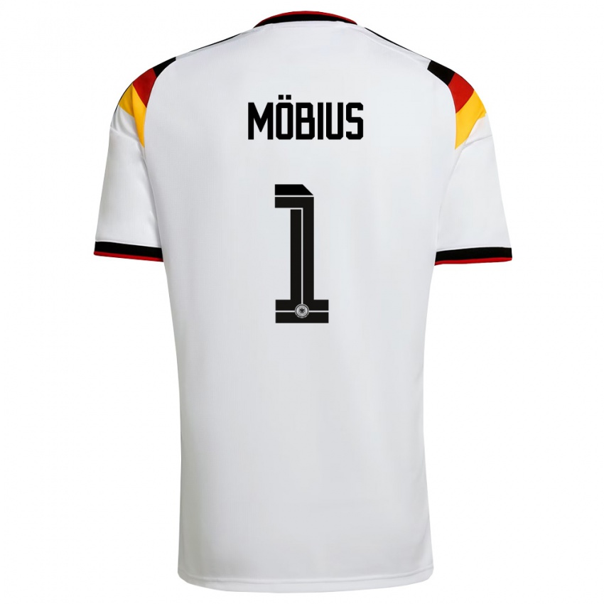 גברים גרמניה Tjark Möbius #1 לבן שחור אדום ג'רזי ביתית 26-28 חולצה קצרה