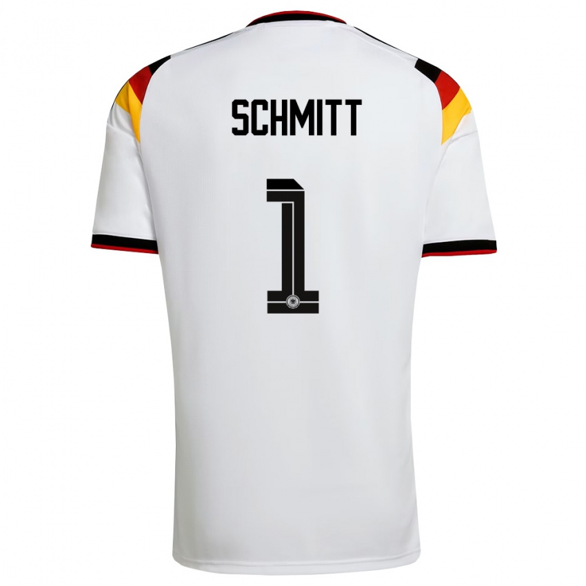 גברים גרמניה Max Schmitt #1 לבן שחור אדום ג'רזי ביתית 26-28 חולצה קצרה