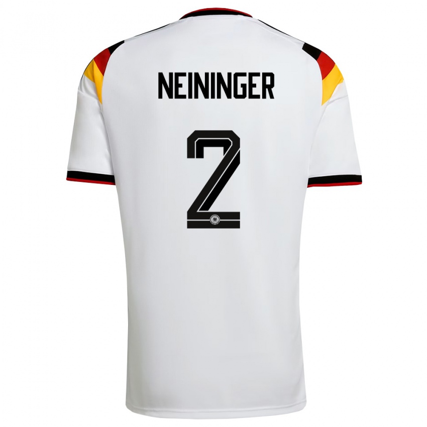 גברים גרמניה Tim Neininger #2 לבן שחור אדום ג'רזי ביתית 26-28 חולצה קצרה