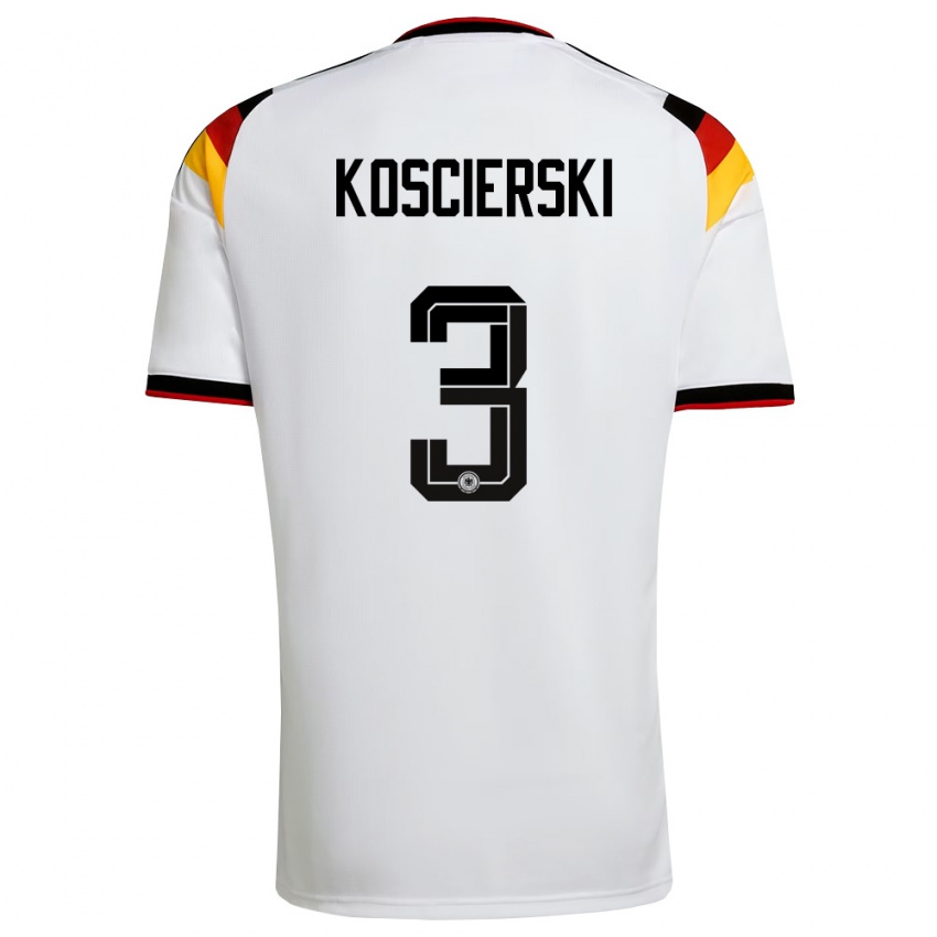 גברים גרמניה Kacper Koscierski #3 לבן שחור אדום ג'רזי ביתית 26-28 חולצה קצרה