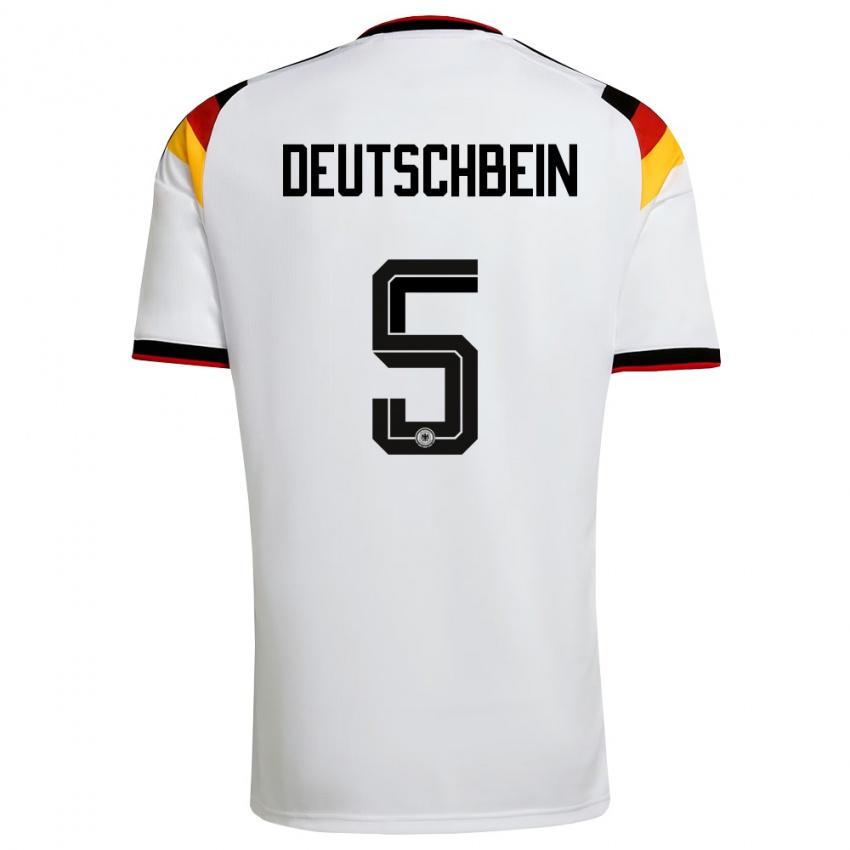 גברים גרמניה Lasse Deutschbein #5 לבן שחור אדום ג'רזי ביתית 26-28 חולצה קצרה