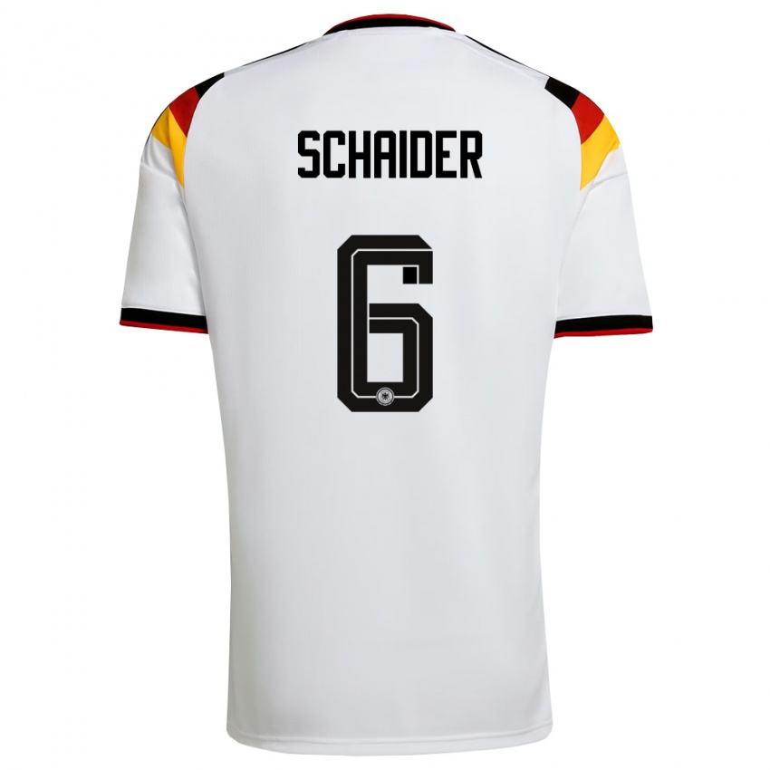 גברים גרמניה Christoph Schaider #6 לבן שחור אדום ג'רזי ביתית 26-28 חולצה קצרה