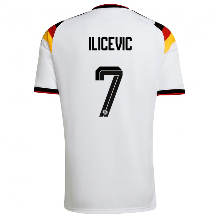 גברים גרמניה Niko Ilicevic #7 לבן שחור אדום ג'רזי ביתית 26-28 חולצה קצרה