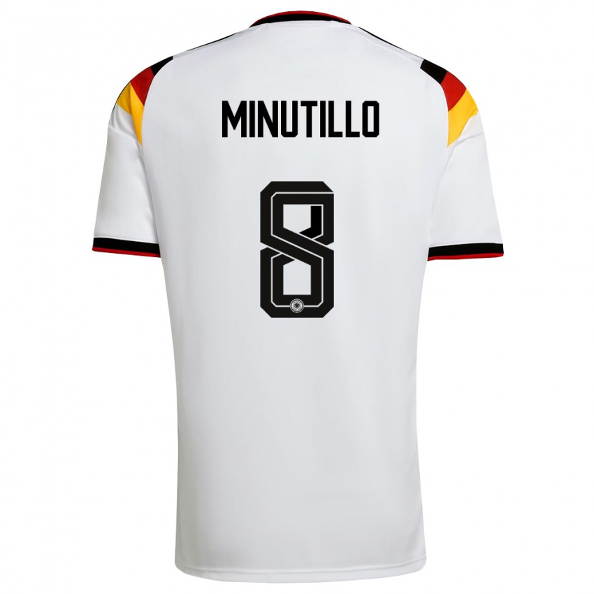 גברים גרמניה Gabriel Minutillo #8 לבן שחור אדום ג'רזי ביתית 26-28 חולצה קצרה