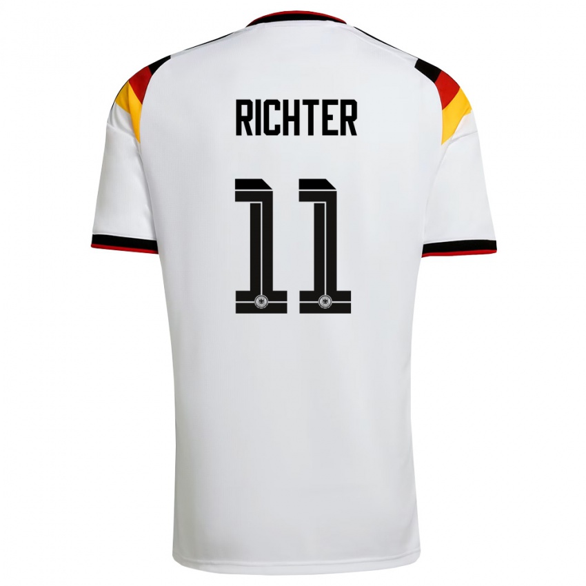 גברים גרמניה Daniel Richter #11 לבן שחור אדום ג'רזי ביתית 26-28 חולצה קצרה