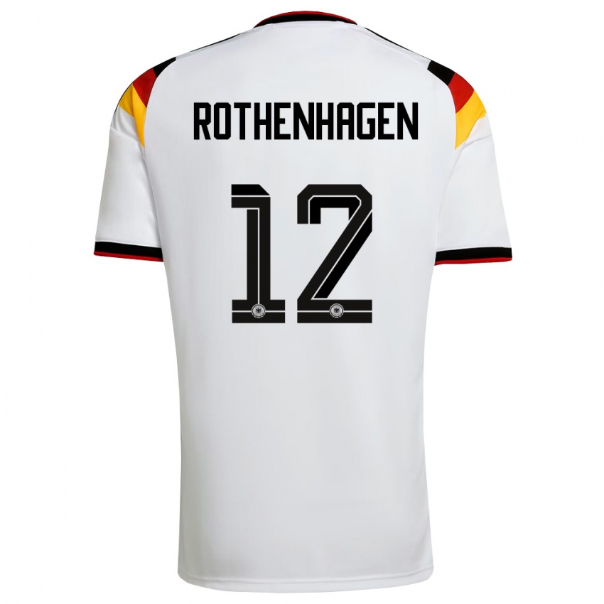 גברים גרמניה Lio Rothenhagen #12 לבן שחור אדום ג'רזי ביתית 26-28 חולצה קצרה