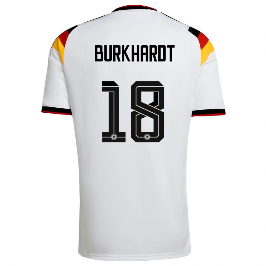 גברים גרמניה Till Burkhardt #18 לבן שחור אדום ג'רזי ביתית 26-28 חולצה קצרה