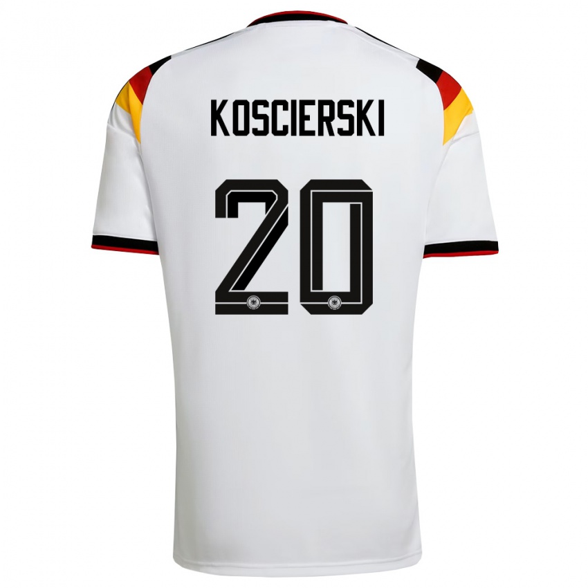 גברים גרמניה Filip Koscierski #20 לבן שחור אדום ג'רזי ביתית 26-28 חולצה קצרה